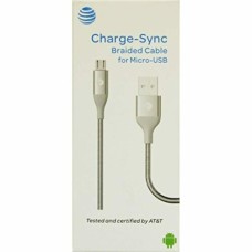 At&t 4 Feet Charge-sync Braided Cable Micro Usb - Grey Silver At&t 4 Feet Charge-sync Braided Cable Micro Usb - Grey Silver