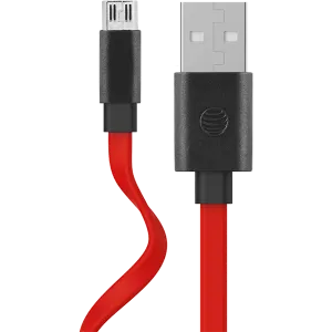 At&t Certified 3 Feet Charge-sync Cable For Micro Usb- Red