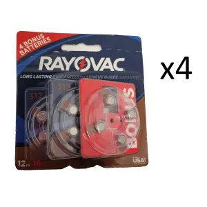 Rayovac Hearing Aid Batteries Size 312 (4 Pack) - 64 Batteries Expired 09/20
