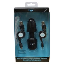 Logix 99314 Micro Usb Dual Retractable Ca/wall Charger Combination Logix 99314 Micro Usb Dual Retractable Ca/wall Charger Combination
