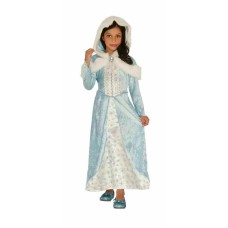 Girls Size 8-10 Halloween Snow Princess Costume Dress Hooded Caplet