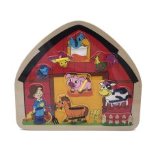 Little Moppet Wooden Puzzle Lace And Trace Farm Animals & Laces Coordination Fun