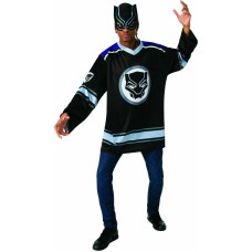 Marvel Universe Black Panther Hockey Jersey Costume Shirt & Mask Large 36-38