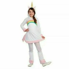 Cuddly Unicorn Halloween Costume Hooded Dress Tail Boot Cover Girls L(10-12)