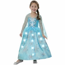 Girls Light Up Snow Princess Icy Blue Dress Halloween Costume L(10-12)