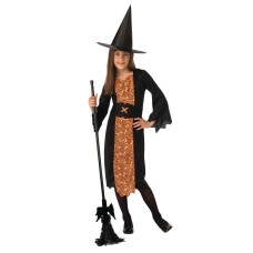 Rubie's Witch Bruja Girl's Black & Orange 3 Pc. Halloween Costume Large 10-12