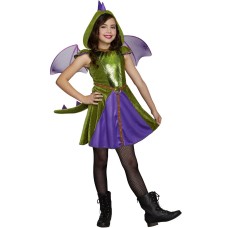 Darling Dragon Hooded Dress With Tail And Wings Girls Halloween Costume L(10-12)