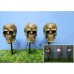 Halloween 3 Pc Skull Pathway Markers Set Light Sound Skeleton Outdoor Yard Decor