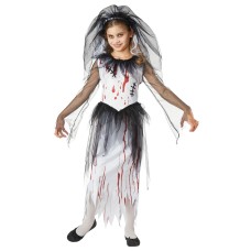 Halloween Costume Girls Zombie Bloody Bride Large L 10-12 Age +3