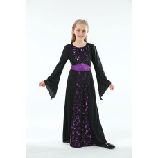Halloween Costume Sorceress Long Robe Black And Purple Size Medium M 8-10