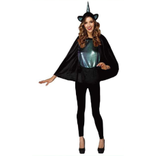 Halloween Dark Unicorn Hooded Poncho Adults Women One Size Ages +14 No Tag