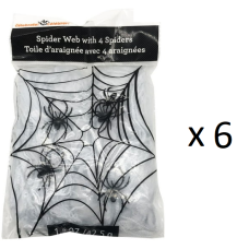 6 Bags Of Halloween Fake Spider Web Super Stretch With 4 Spiders Per Bag