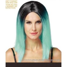 Halloween Ombre Green Turquoise Wig Adult Ages + 14 One Size Way To Celebrate 