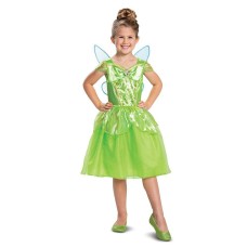 Disney Tinker Bell Dress Green And Gold With Wings For Child Girl Small S (4-6)