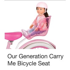 Our Generation Carry Me Bicycle Seat With Pink Helmet Bike Doll Accessory 3 +yrs