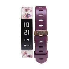 Itech Sport Activity Tracker With Interchangeable Strap, White Floral/merlot