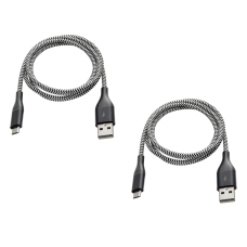 Lot Of 2 Blackweb 0.9 Meter Micro-usb Charge & Sync Cable Black Braided Cable