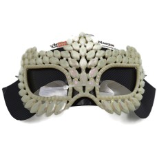 White Iridescent Rhinestone  Masquerade Mask Halloween-party Adult One Size
