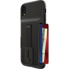Blackweb Card Pocket Case With Holding Strap For Iphone Xr - Black -