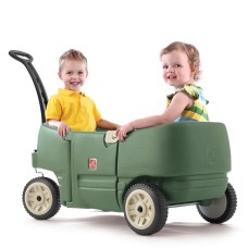 Step2 Kids Pull Wagon With 2 Molded Seats And Belts Green Damaged Box
