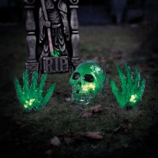 Way To Celebrate! Way To Celebrate Green Skull With Hands Light Set