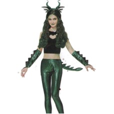 Adult Dragon Set Halloween Costume 4 Pieces Headband, Glove Tail Adult One Size