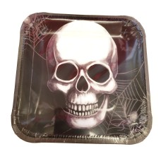 10 Pack Halloween Black Paper Plates 7 Inches Skull Horror