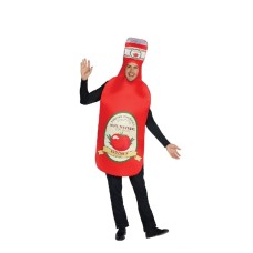 Adults Ketchup Red Tomato Sauce Bottle Fancy Dress Costume Mens Ladies