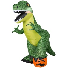 6.5 Ft Tall Airblown Dinosaur Crushing Jack O Lantern Light Up Halloween Outdoor