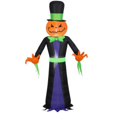 6 Ft Airblown Pumpkin Reaper With Top Hat Light Up Halloween Inflate Outdoor