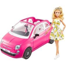 Barbie Pink Fiat 500 Car And Doll Playset