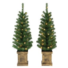 Holiday Time 2-count Pre-lit Pre-lit 3.5 Foot Artificial Porch Christmas Trees