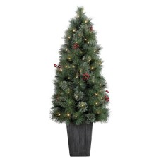 Holiday Time 4' Pre-lit Cashmere Berry Porch Potted Christmas Tree (3 X D Batt)