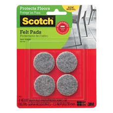 3m Scotch Heavy Duty Felt Pads Round 1.5in 4x Pack Floor Protectors Table Chair