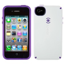 Speck Candyshell Case For Iphone 4/4s, White/aubergine Purple