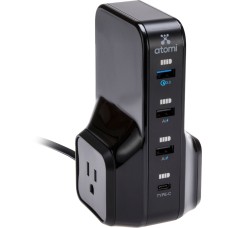 Atomi Power Tower Plus With 4 Usb Ports And 2 Power Outlets - Black