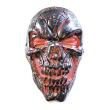 Scorched Cracked Skull Mask Lights Up Black Red Glows Red Halloween