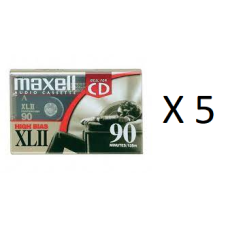 Lot Of 5 New & Sealed Maxell Xlii 90 High Bias Cassette Tapes