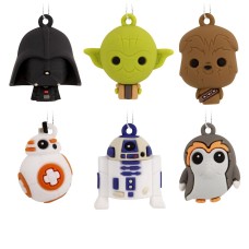 Star Wars Hallmark 6 Pack Miniature Mini Christmas Ornaments Yoda Porg Bb8 R2-d2