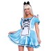 Alice In Wonderland Halloween Costume Woman With Headband Blue S Small (4-6)