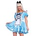 Alice In Wonderland Halloween Costume Woman With Headband Blue M Medium (8-10)