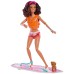 Barbie Doll With Surfboard And Puppy, Articulated Brown Beach Doll Hpl69