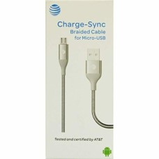 At&t 4 Feet Charge-sync Braided Cable Micro Usb - Grey Silver