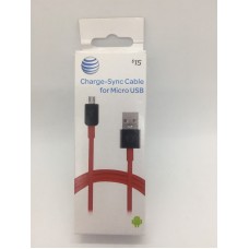 At&t Certified Charge-sync Cable For Micro Usb- Red