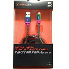 Blackweb BWB17WI034 Flexible Metal Sync & Charge Cable 5ft - Chameleon