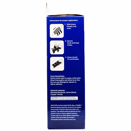 Walgreens Copper Wrist Splint Left Hand 3 Ply Material Antimicrobial Latex-free Walgreens Copper Wrist Splint Left Hand 3 Ply Material Antimicrobial Latex-free